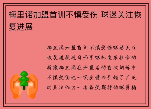 梅里诺加盟首训不慎受伤 球迷关注恢复进展 梅里诺加盟首训不慎受伤 球迷关注恢复进展